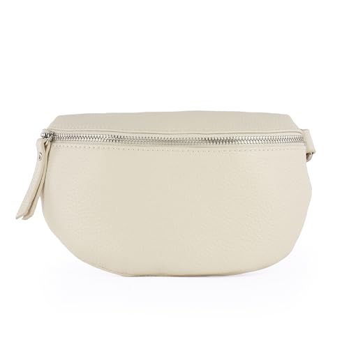 lePelou Leder Bauchtasche für Damen mit Wechselgurt, Festival Tasche, Frauen Bauchtasche mit breitem Schultergurt, Kleine Umhängetasche, Crossbody Tasche, Geschenk für Damen (Creme, M) von lePelou