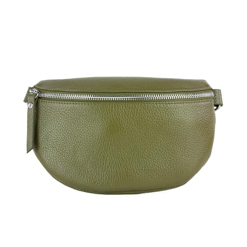 lePelou Leder Bauchtasche für Damen mit Wechselgurt, Festival Tasche, Frauen Bauchtasche mit breitem Schultergurt, Kleine Umhängetasche, Crossbody Tasche, Geschenk für Damen (Khaki, L) von lePelou