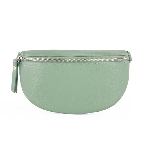 lePelou Leder Bauchtasche für Damen mit Wechselgurt, Festival Tasche, Frauen Bauchtasche mit breitem Schultergurt, Kleine Umhängetasche, Crossbody Tasche, Geschenk für Damen (Mint, L) von lePelou