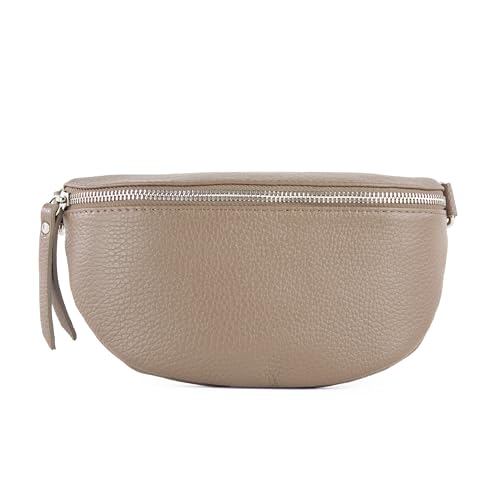 lePelou Leder Bauchtasche für Damen mit Wechselgurt, Festival Tasche, Frauen Bauchtasche mit breitem Schultergurt, Kleine Umhängetasche, Crossbody Tasche, Geschenk für Damen (Taupe, L) von lePelou