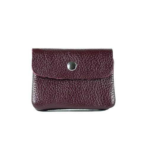 lePelou kleines Leder Portemonnaie mit Druckknopf, Geldbörse aus Leder, Kleiner Geldbeutel, Portmonee, Brieftasche mit Druckknopf (dunkelbordeaux) von lePelou