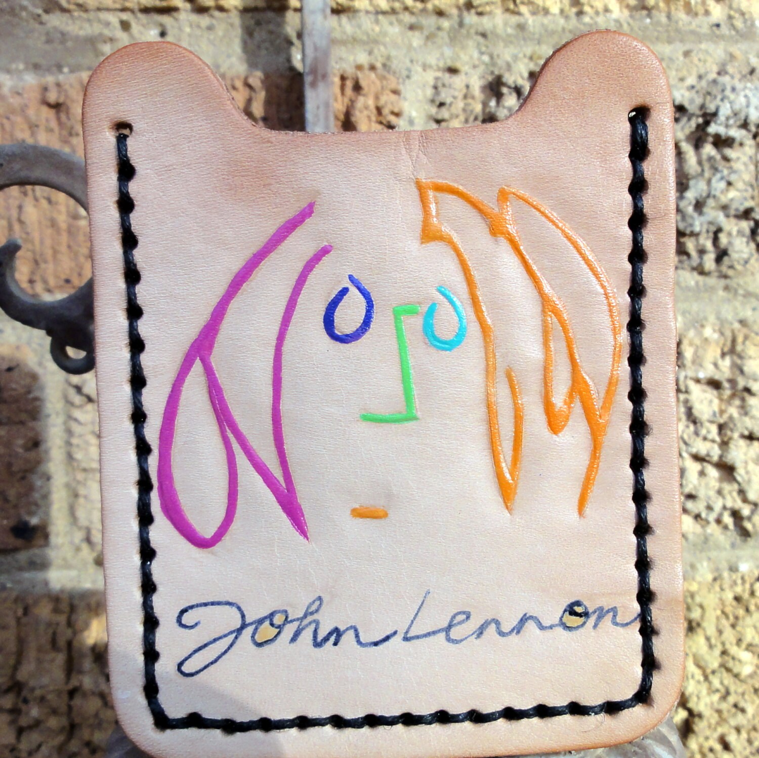 Brieftasche Mit Geld Clip Und John Lennon Zeichnung von leatherarts