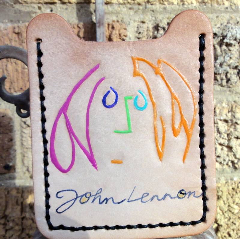 Brieftasche Mit Geld Clip Und John Lennon Zeichnung von leatherarts