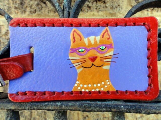 Gepäckanhänger Mit Cooler Katze von leatherarts