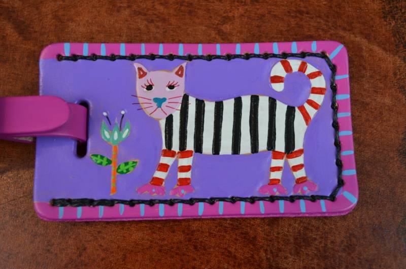 Gestreifte Kofferanhänger Mit Katze von leatherarts