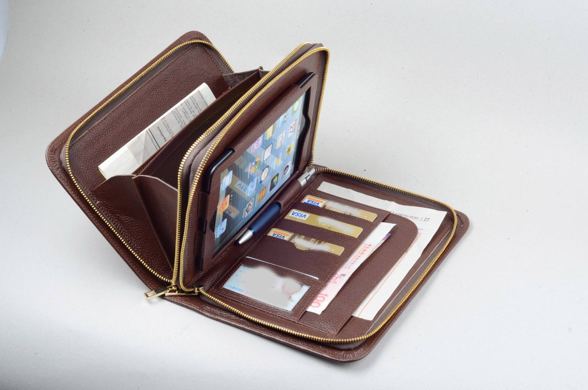 Leder Ipad Mini Tasche Doppelt Reißverschluss Portfolio Clutch Mit Griff Leder Ipad Mini Tasche Doppelt Reißverschluss Portfolio Clutch Mit Griff von leathercase