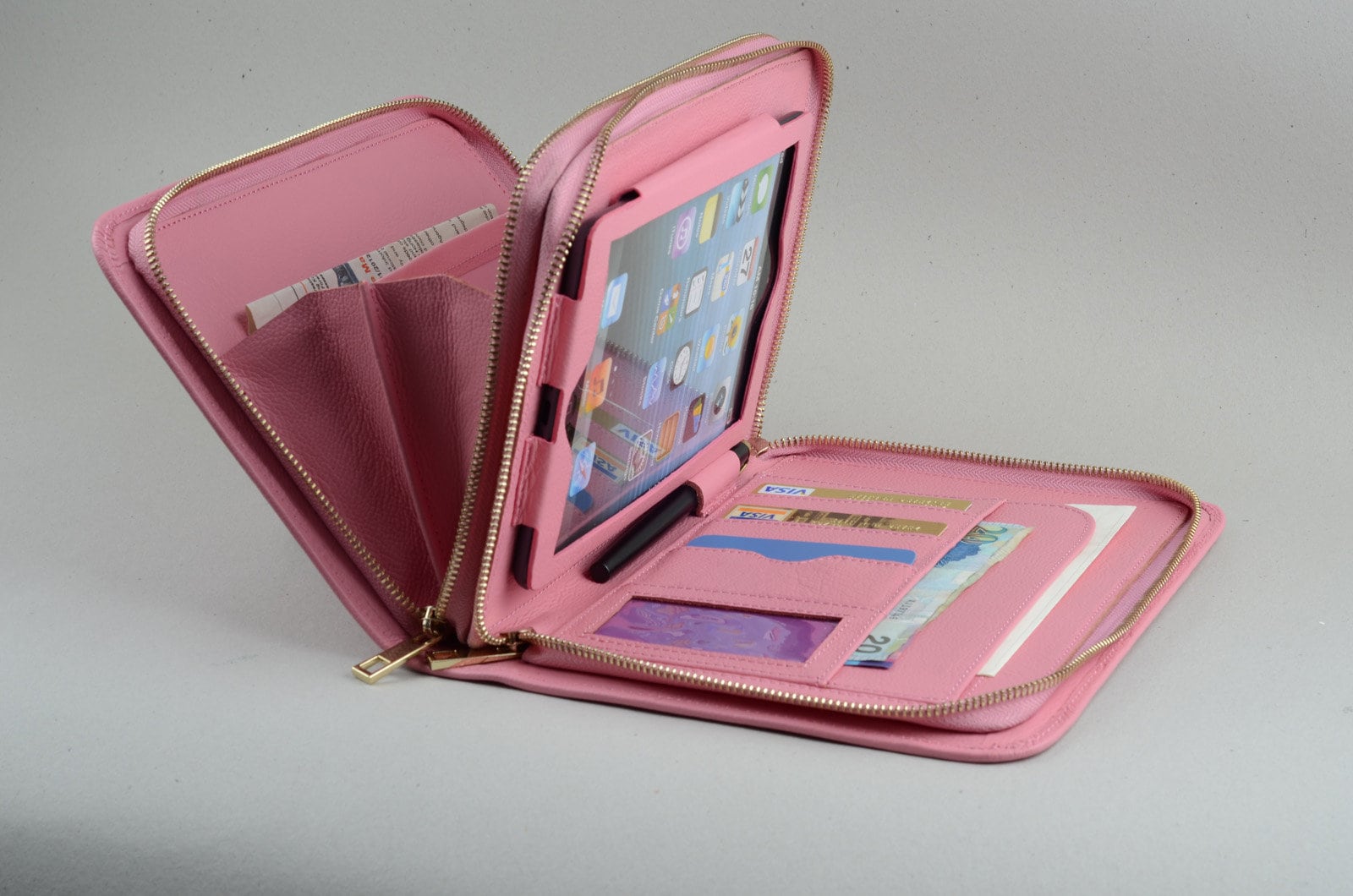 Rosa Leder Mini Ipad Clutch Brieftasche Mit Griff Rosa Leder Mini Ipad Clutch Brieftasche Mit Griff von leathercase