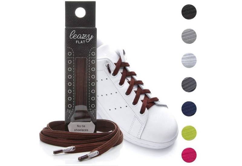 leazy Schnürsenkel ohne Binden Flache Elastische Schuhbänder zum Einhaken, Dunkelbraune Gummischnürsenkel für Kinder und Erwachsene von leazy