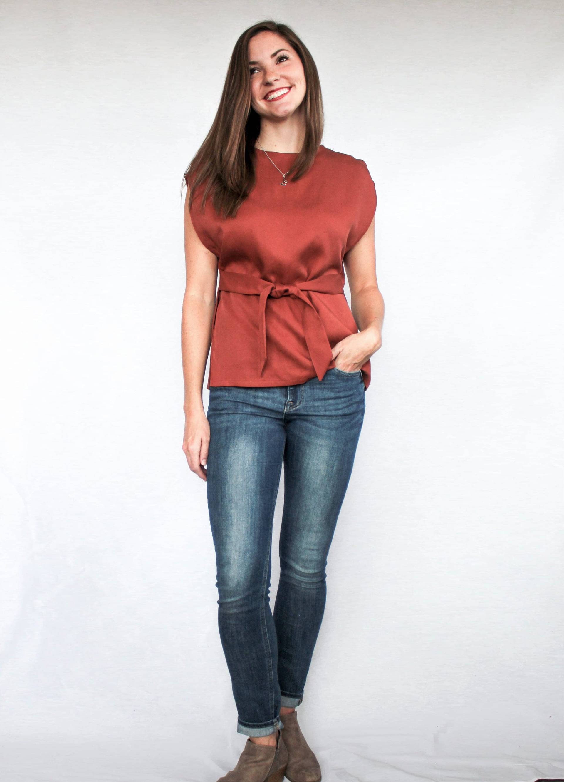 Das Tania Top in Gebranntem Orangen Köper Das Tania Top in Gebranntem Orangen Köper von leckieapparel