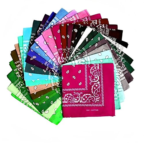 ledermodefashion 3er 6er 12 er Set Bandana Paisley Tuch versch Farben 100% Baumwolle Kopftuch Halstuch Nickituch Schal (12er Set Bandana) von DHOBIA