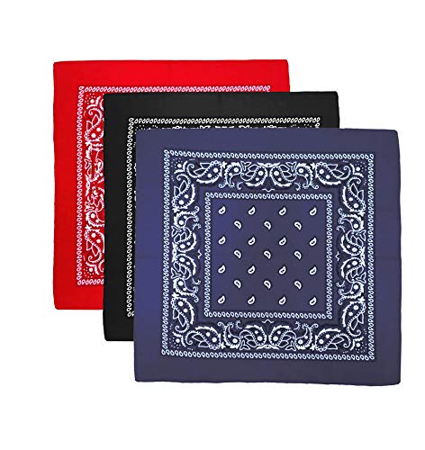 3er 6er 12 er Set Bandana Tuch versch Farben 100% Baumwolle Kopftuch Halstuch Nickituch Schal ledermodefashion (3er Set) von ledermodefashion