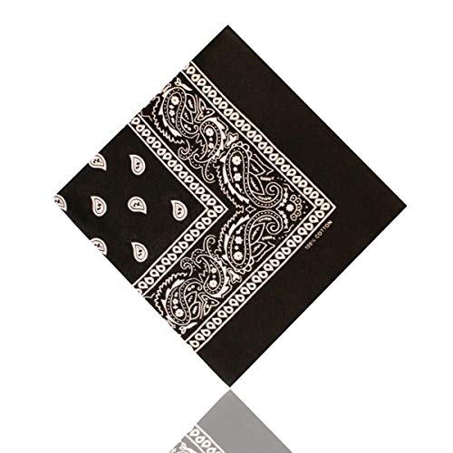 ledermodefashion 3er 6er 12 er Set Bandana Tuch versch Farben 100% Baumwolle Kopftuch Halstuch Nickituch Schal (Schwarz) von DHOBIA