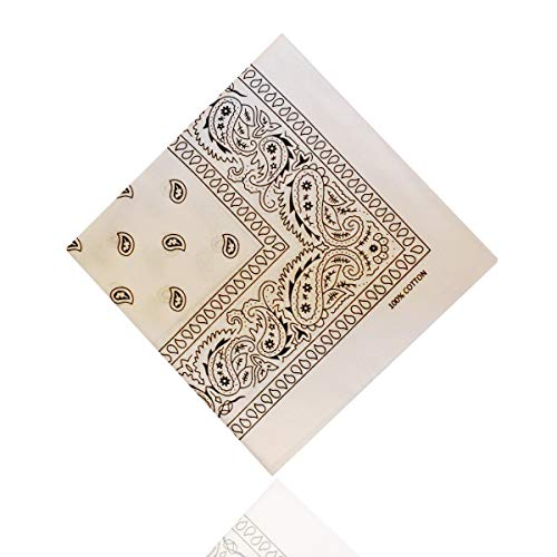 ledermodefashion 3er 6er 12 er Set Bandana Tuch versch Farben 100% Baumwolle Kopftuch Halstuch Nickituch Schal (Weiß) von DHOBIA