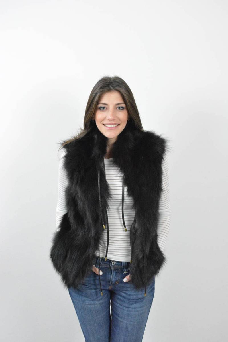 Braune Ärmellose Jacke Für Frauen Aus Echtem Fuchspelz. Handgemachte Stilvolle Echte Pelzweste, Ein Tolles Geschenk Sie von lefushop