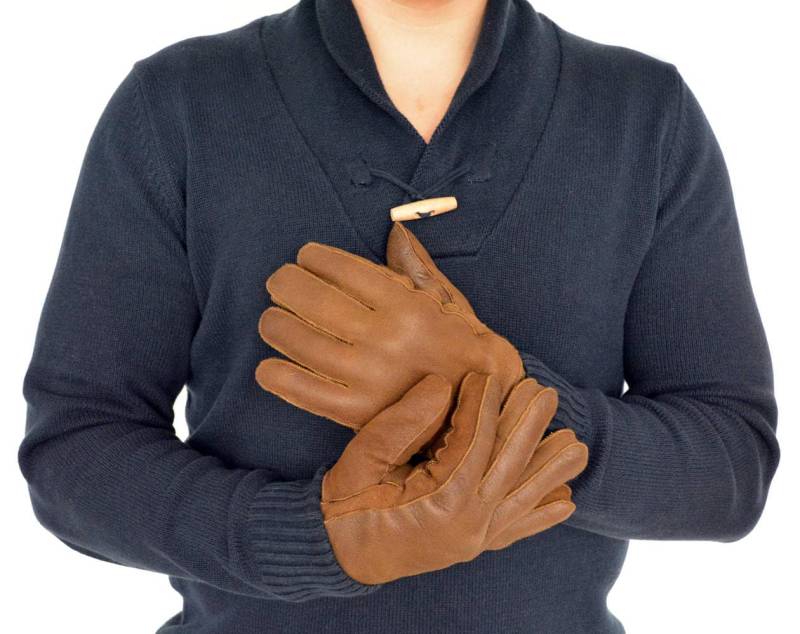 Herren Lederhandschuhe Aus Hellbraunem Schaffellleder. Total Handgemacht, Wirklich Warm Und Stilvoll, Ein Tolles Geschenk Für Ihn von lefushop