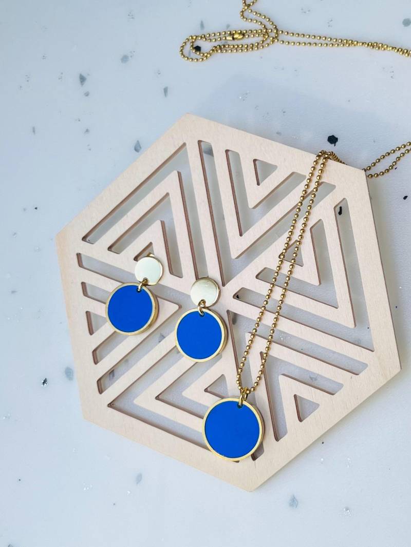 Ohrringe Hänger // Kette Rund Indigo Blau Schlicht Matt// Plättchen Lang Hypoallergen Ohrringe Hänger // Kette Rund Indigo Blau Schlicht Matt// Plättchen Lang Hypoallergen von lefuxs