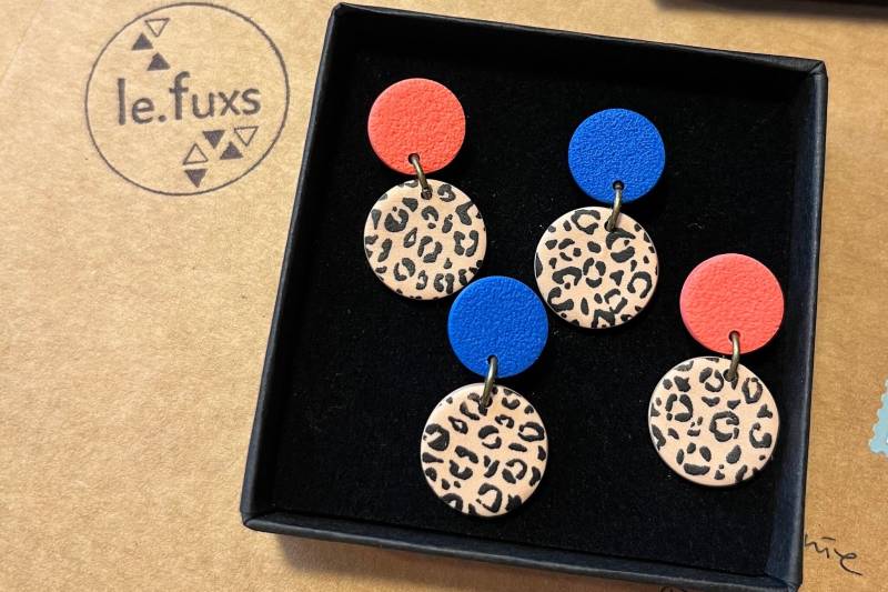 Ohrringe Leo Leoparden Muster // Statement Ohrring Leicht, Knallig Pink Indigo Blau Sommer Ohrringe Leo Leoparden Muster // Statement Ohrring Leicht, Knallig Pink Indigo Blau Sommer von lefuxs