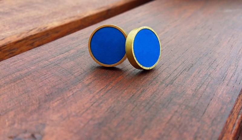 Ohrstecker Indigo Blau // Rund Kreis Quadrat Wabe Dreieck Ohrstecker Indigo Blau // Rund Kreis Quadrat Wabe Dreieck von lefuxs