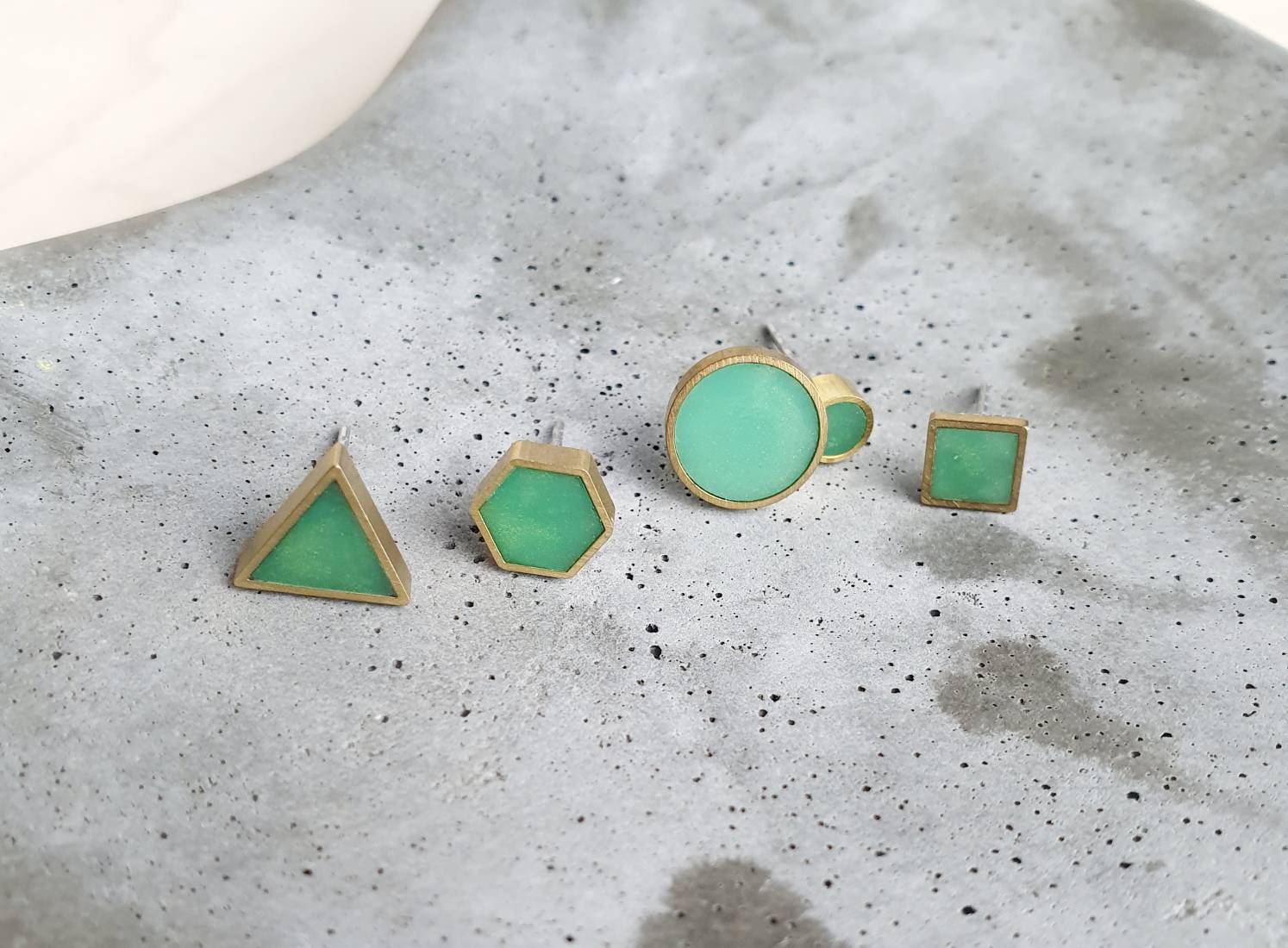 Ohrstecker Jade // Rund Kreis Quadrat Wabe Dreieck Ohrstecker Jade // Rund Kreis Quadrat Wabe Dreieck von lefuxs