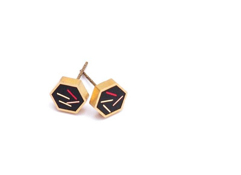 Ohrstecker Wabe Schwarz Mit Glitter Ohrstecker Wabe Schwarz Mit Glitter von lefuxs