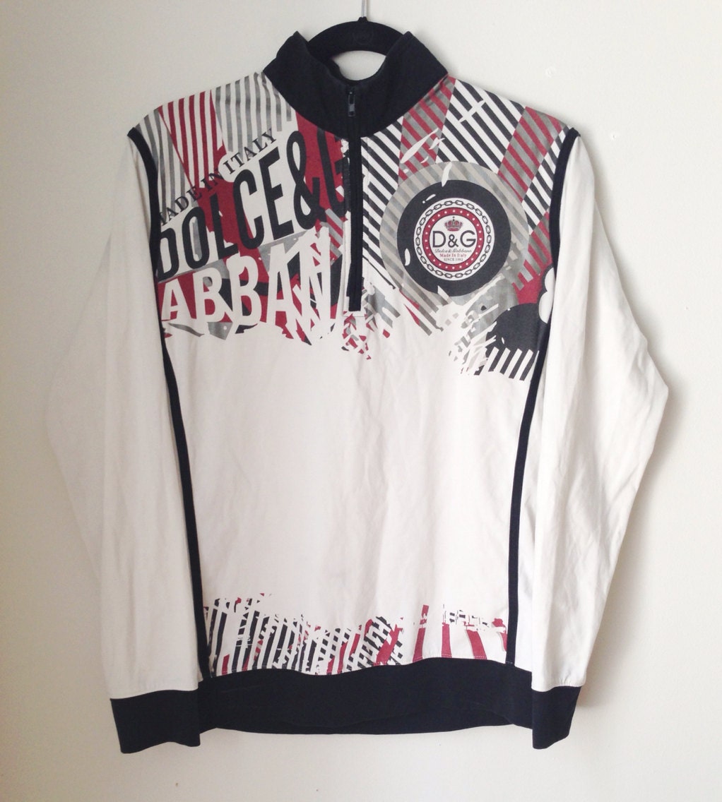 Dolce Und Gabbana Zip Pullover Leichte 1/4 Jacke Größe L 1990Er Jahre von legitbabes