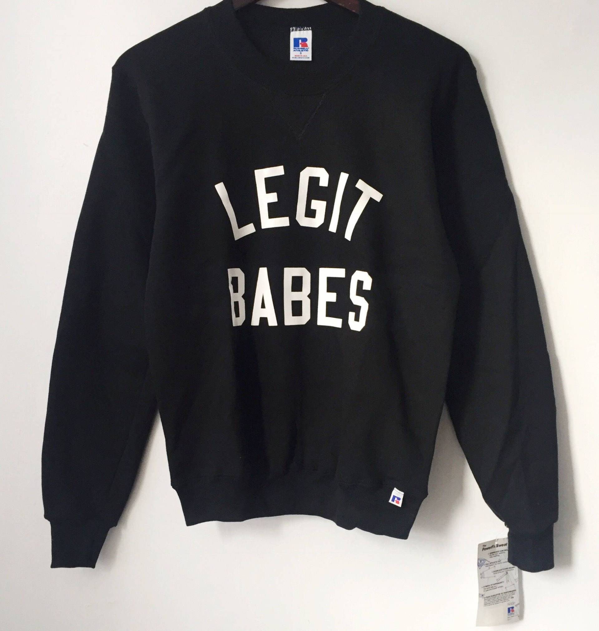 Legit Babes Schwarz Rundhals-Sweatshirt Erwachsene Größe Kleine Deadstock Neu-Mit 90Er Jahre Made in Usa von legitbabes