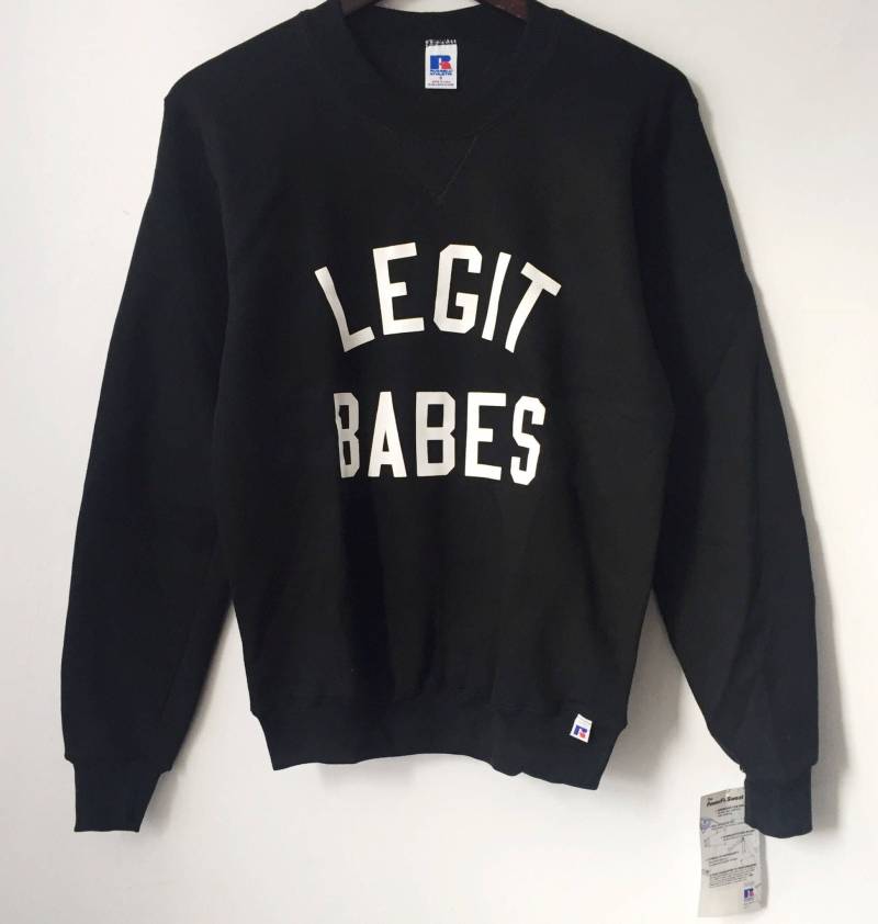 Legit Babes Schwarz Rundhals-Sweatshirt Erwachsene Größe Kleine Deadstock Neu-Mit 90Er Jahre Made in Usa von legitbabes