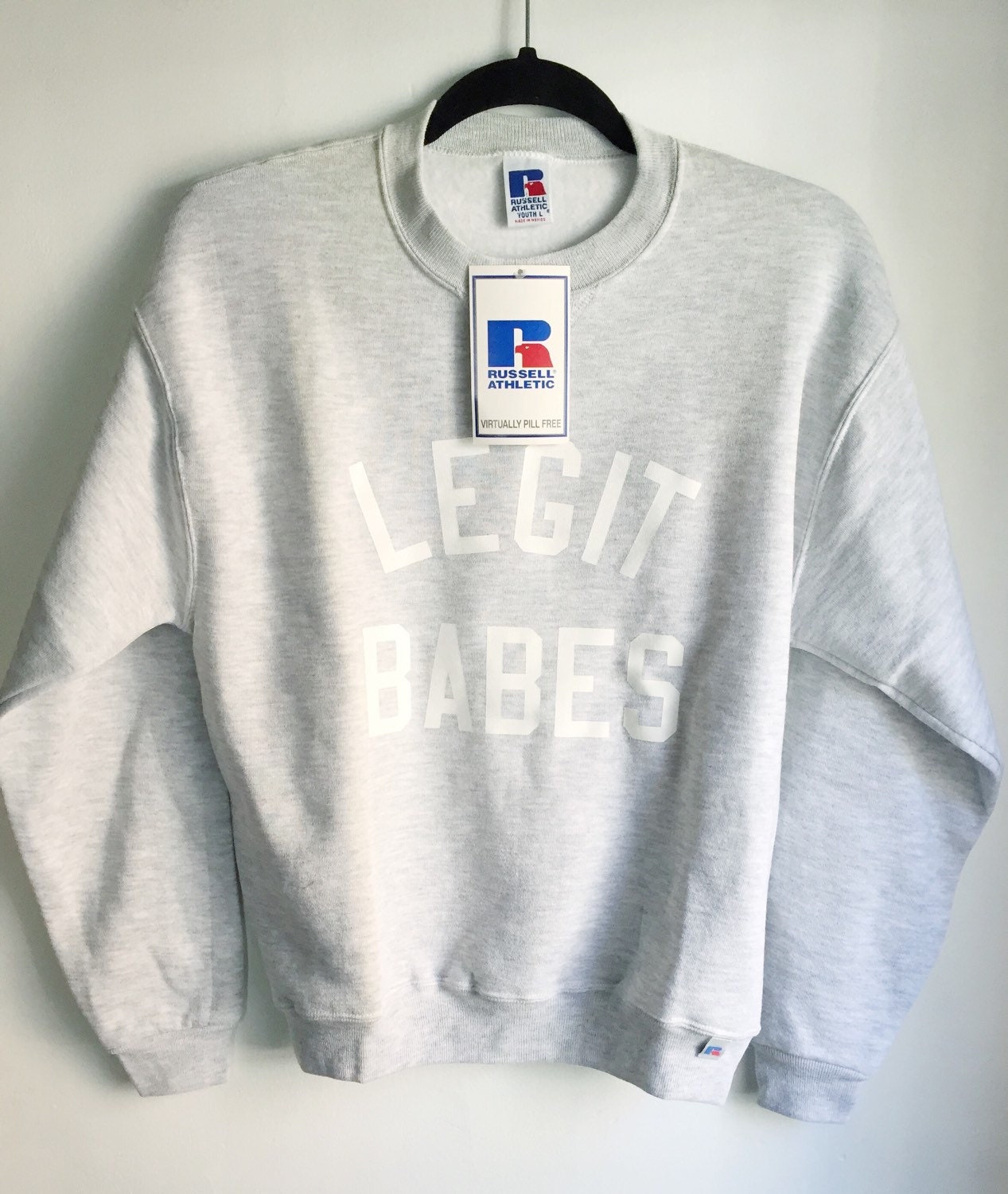 Legit Babes X Russel Athletic Custom Rundhals-Sweatshirt Jugend Large Deadstock Nmit 90Er Jahre von legitbabes