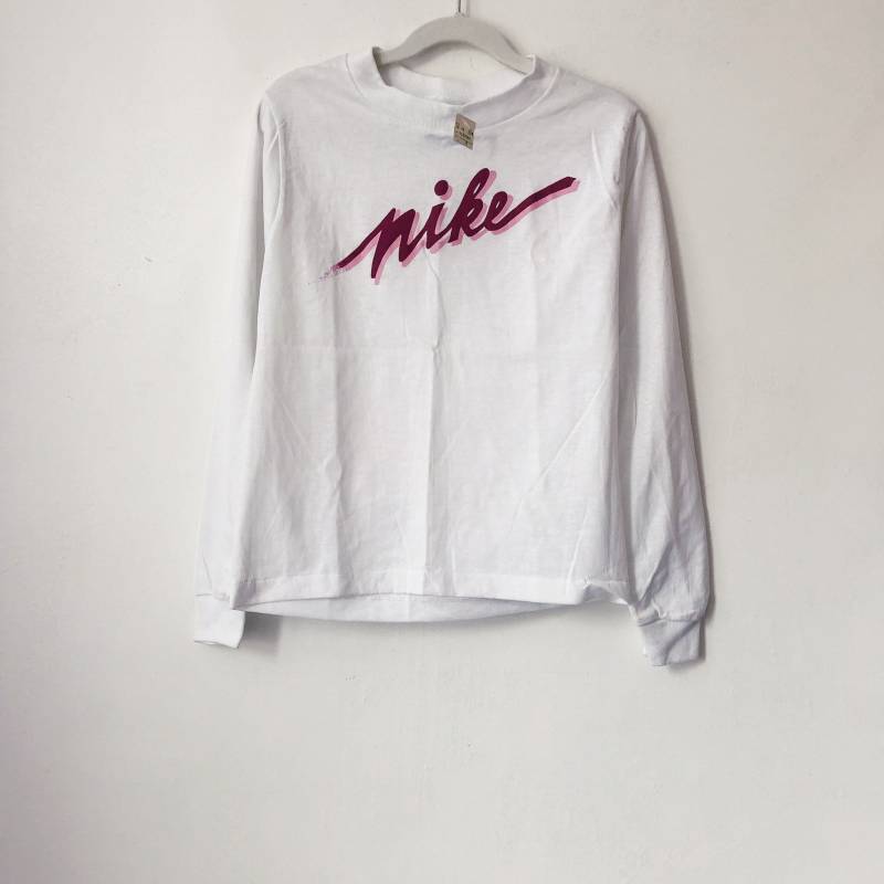 Vintage Nike Blue Tag Lang Ärmel T-Shirt Mädchen Gr.m 10-12 Deadstock Neu Mit Etikett 80S Made in Usa von legitjunior