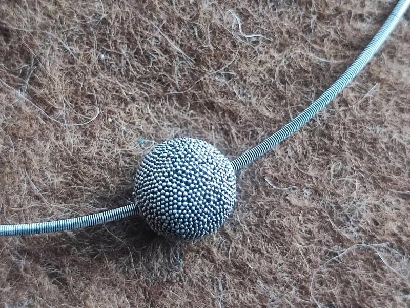 Anhänger Silber 925 Kugel Granuliert Halsreif Spiralreif 45 cm von leguan4u