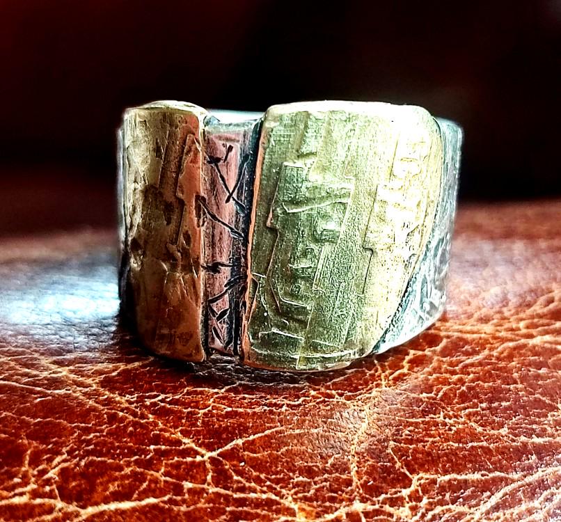 Breiter Unikat Ring Silber 925 Gold 750 Mit Strukturen Leguanhaut Ringgröße 62 Breiter Unikat Ring Silber 925 Gold 750 Mit Strukturen Leguanhaut Ringgröße 62 von leguan4u