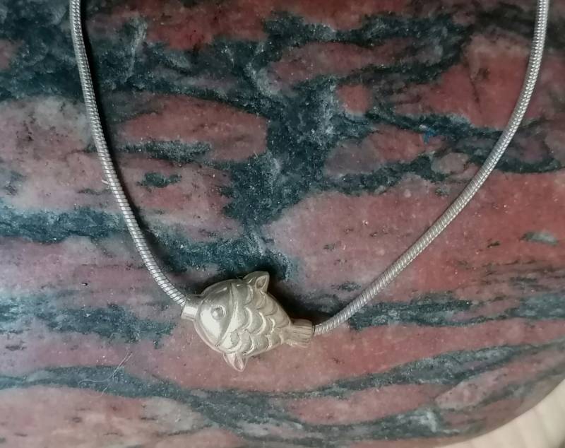 Designer Kette Silber Tlw Vergoldet Fisch Ziseliert 40 cm von leguan4u