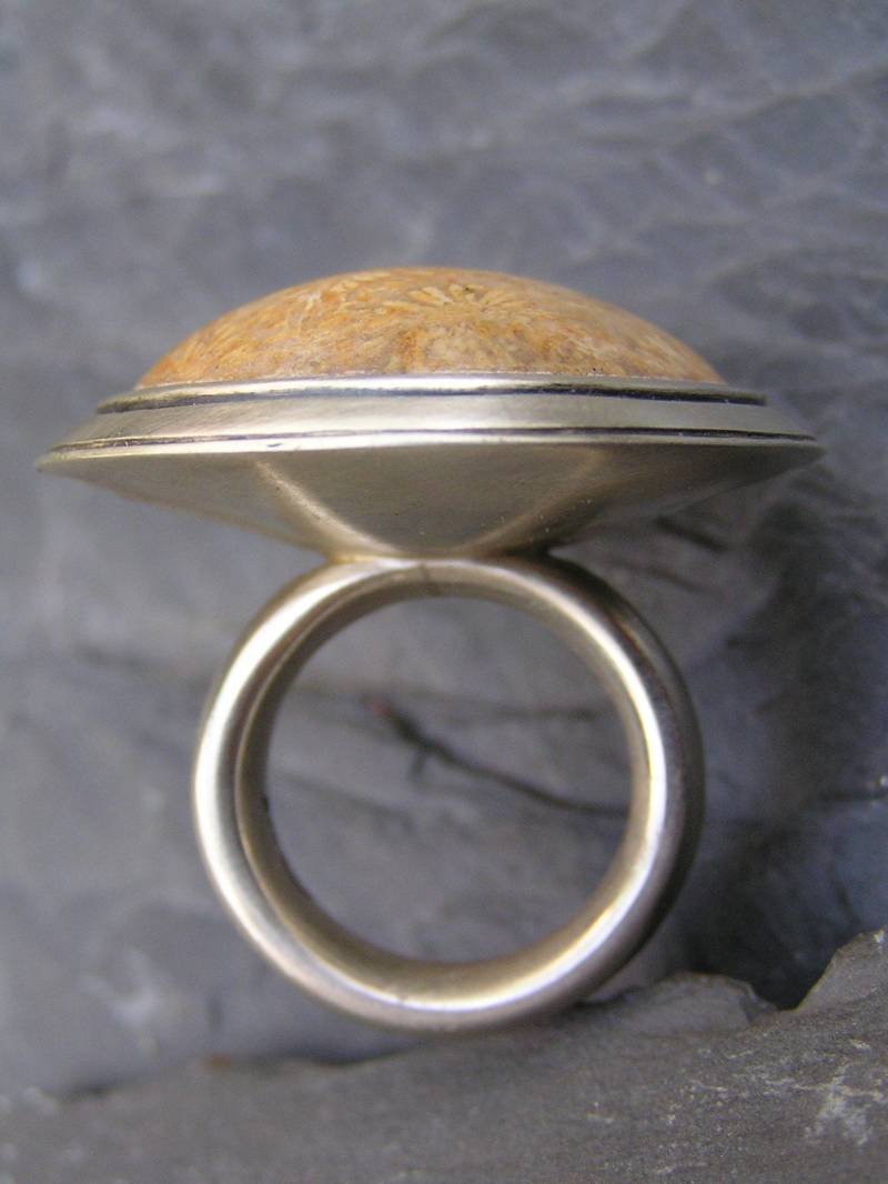 Designer Ring Silber 925 Versteinerte Koralle Designer Ring Silber 925 Versteinerte Koralle von leguan4u