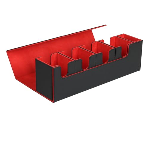 lehua Kartendeck-Box, 5-In-1-Kartenaufbewahrungshülle, Kartenorganisator, Magnetische Kartenaufbewahrungsbox, Langlebig (Schwarz und Rot) von lehua