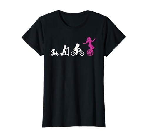 Einradfahrerin Evolution Artisten Zirkus Mädchen Einrad T-Shirt von leidenschaftliche Einradfahrerin jongleure Hobby