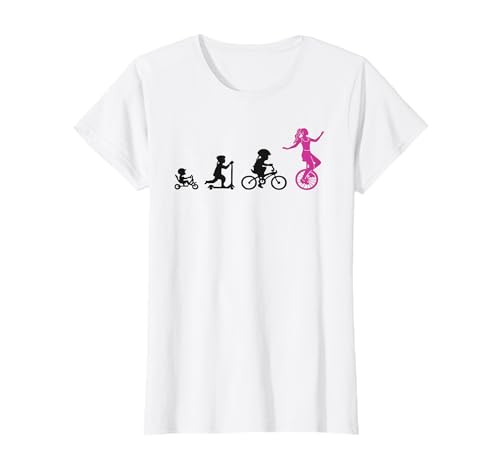 Einradfahrerin Evolution Artisten Zirkus Mädchen Einrad T-Shirt von leidenschaftliche Einradfahrerin jongleure Hobby