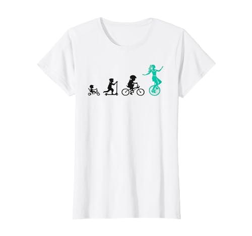 Evolution Einradfahrerin Artisten Zirkus Mädchen Einrad T-Shirt von leidenschaftliche Einradfahrerin jongleure Hobby