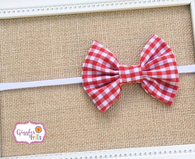 Rotes Gingham Bow Stirnband, Bow, Baby Nylon Rot-Weiß Rot Und Weiß Kariertes Stirnband von leilei1202