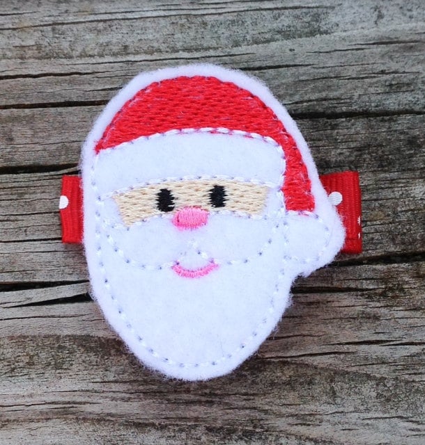 Weihnachtsmann Haarspange, Weihnachten Urlaub Gestickte Filz Rot Und Weiß Mädchen Haarbögen von leilei1202