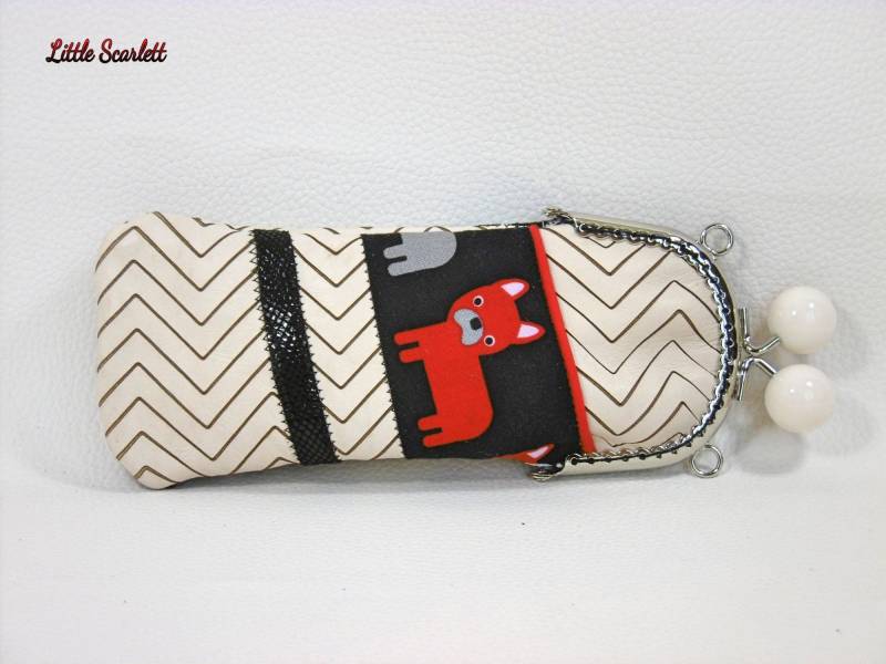 Fall Gläser Verschluss Retro-Grafik Gedruckten Beige Leder Und Stoffe Bulldogs von lekikiyoyo