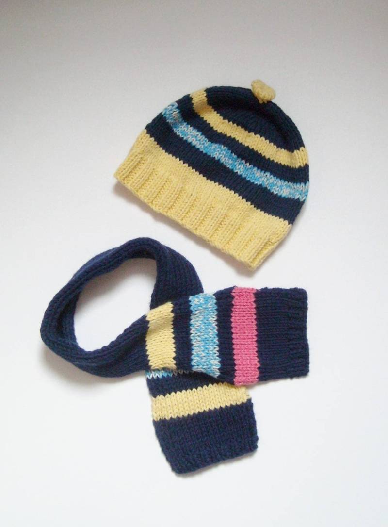 Baby-Set, Mütze Und Schal Für Babys Von 9-18 Monaten Aus Bio-Baumwolle Merinowolle, Gelb, Blau, Koralle, Handgefertigtes Baby-Accessoire-Geschenk von lemondedemartine