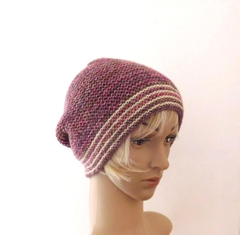 Damenmütze, Feminine Mütze Aus Bio-Wolle, Bordeauxroter Und Rosa Farbverlauf, Geschenkidee Für Frauen Mädchen, Handgefertigtes Mützenaccessoire von lemondedemartine