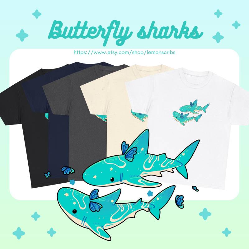 Butterfly Sharks Fantasy Shirt - Unisex von lemonscribs