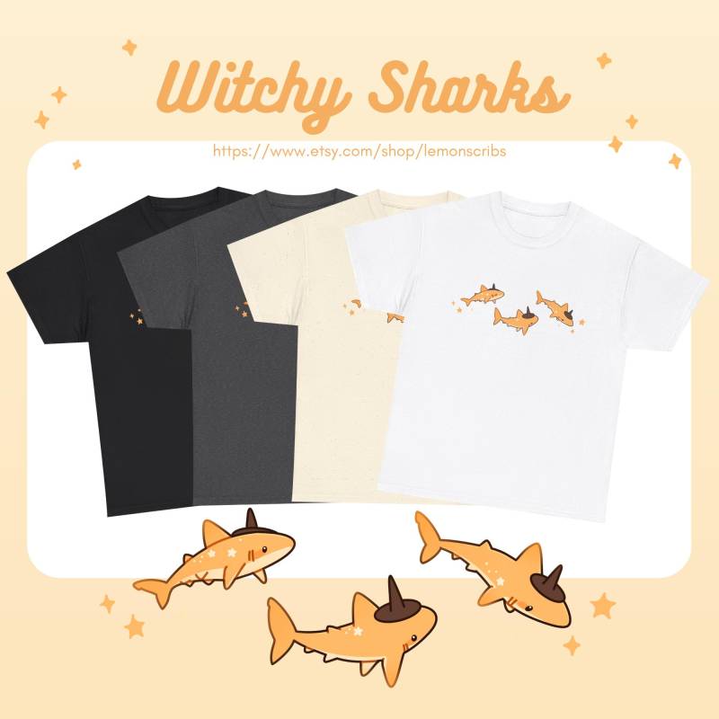 Witchy Mini Sharks Shirt - Unisex von lemonscribs