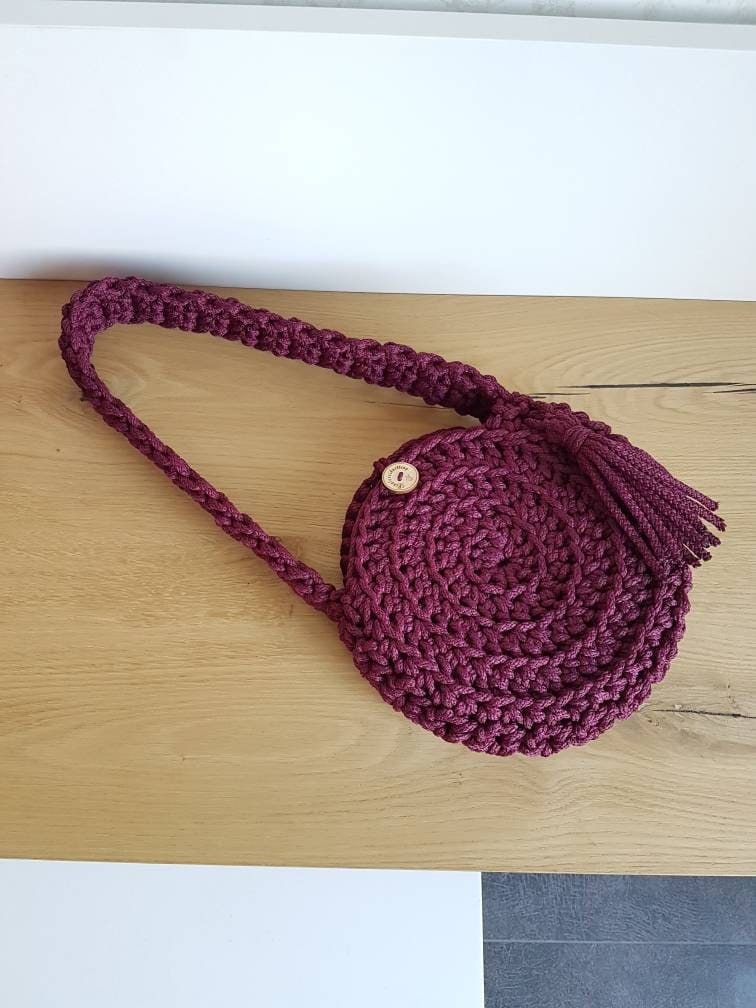 Handmade Boho Crochet Bag Round von lenalovesknitting