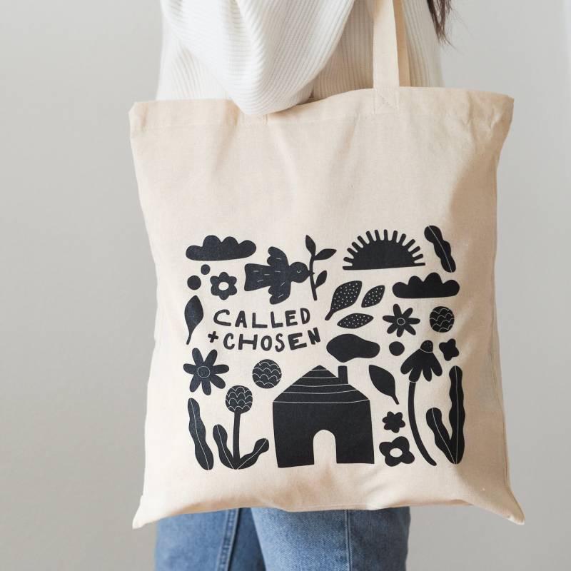 Baumwolltasche Christlich "Called+Chosen", Lange Henkel, Stoffbeutel von lenidesignde