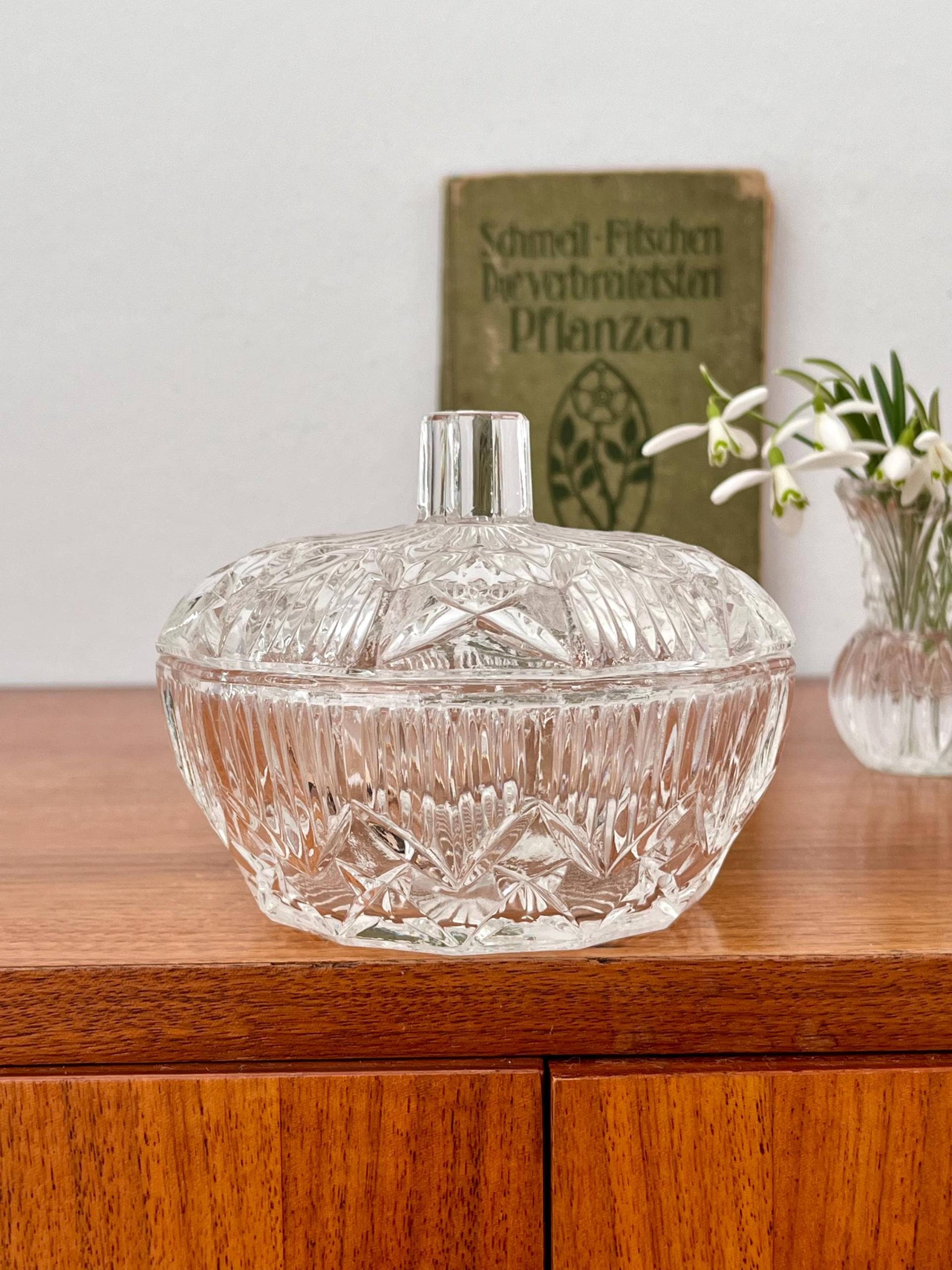 Vintage, Schatulle, Deckeldose, Midcentury, 50Er/60Er Jahre, Kristallglas von leonellovintage