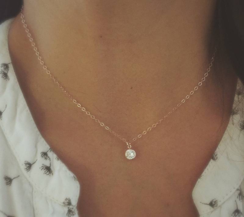 Rose Gold Filled Cz Bezel Halskette von leosmark