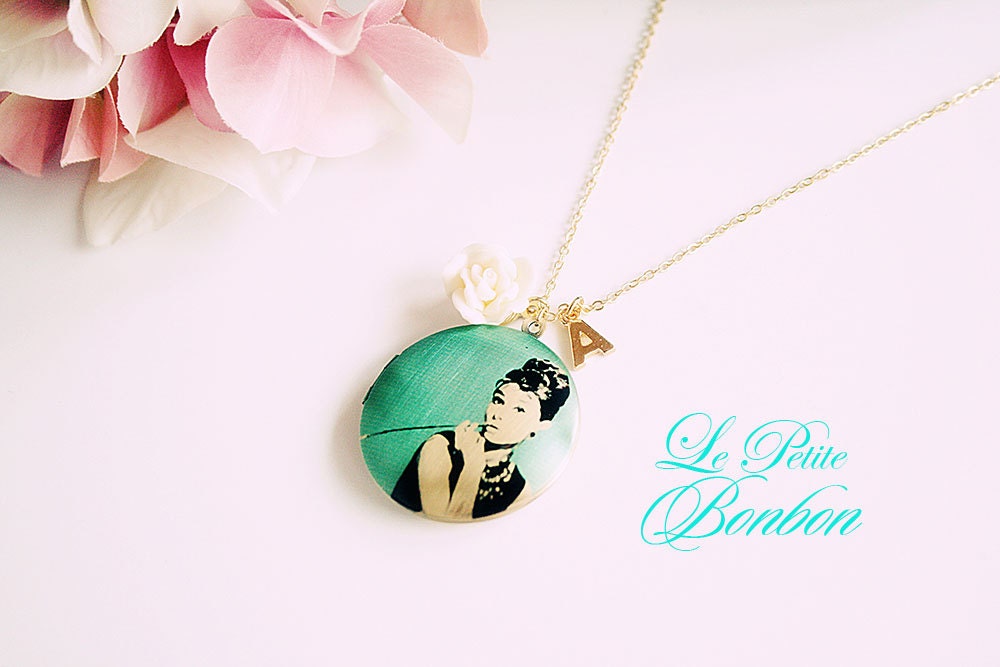 Audrey Hepburn Mit Ersten Bildern Medaillon Halskette von lepetitebonbon