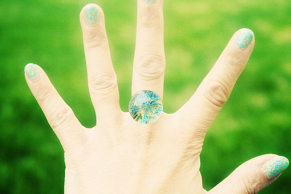 Getrocknete Blumen Pollen in Einem Glas-Ring von lepetitebonbon